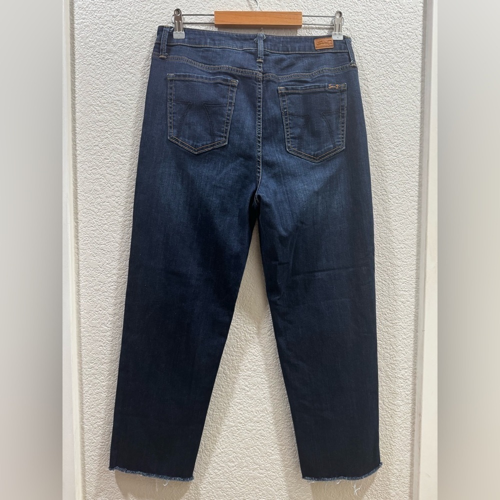 Seven7 High Rise Tower Straight Crop Raw Hem Denim B - Picture 2 of 6